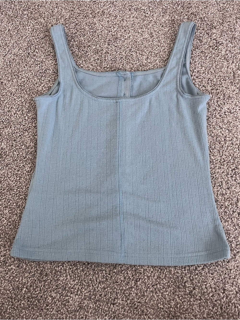 Women’s Light Blue Button-Front Ribbed Tank Top - Picture 3 of 3